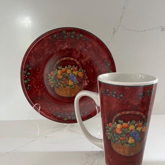 Retro Set of 4 Tall Mugs & Matching 4 Dessert Plates - Picture 6 of 15